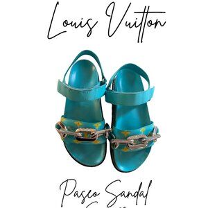 Louis Vuitton LV - Terquoise/Yellow - Passeo Sandal - Made in Italy - Leather 37